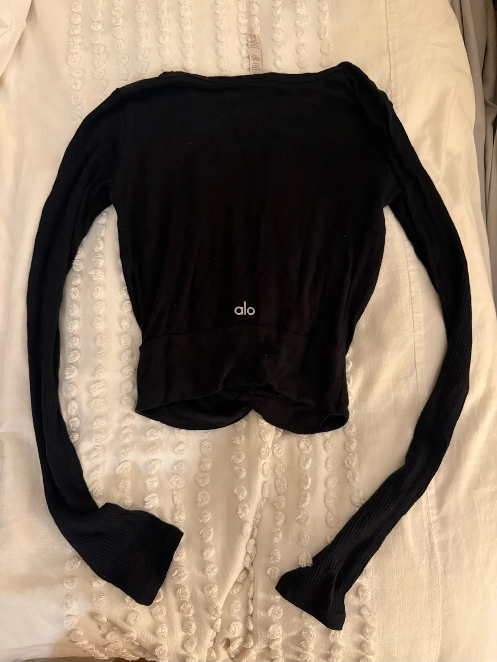 ALO Yoga Black Long Sleeve Twist-Hem Top